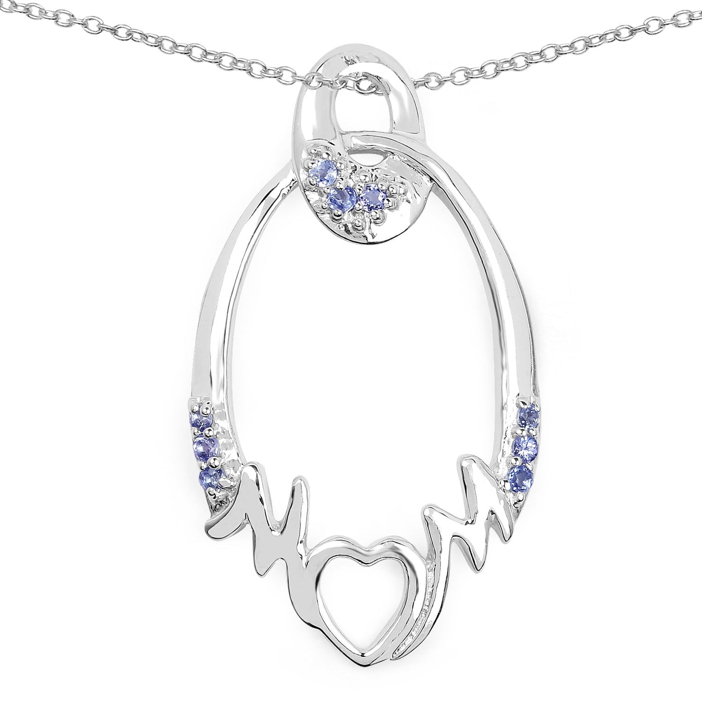 0.18 Carat Genuine Tanzanite Heart Pendant in Sterling Silver