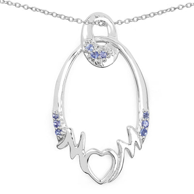 0.18 Carat Genuine Tanzanite Heart Pendant in Sterling Silver