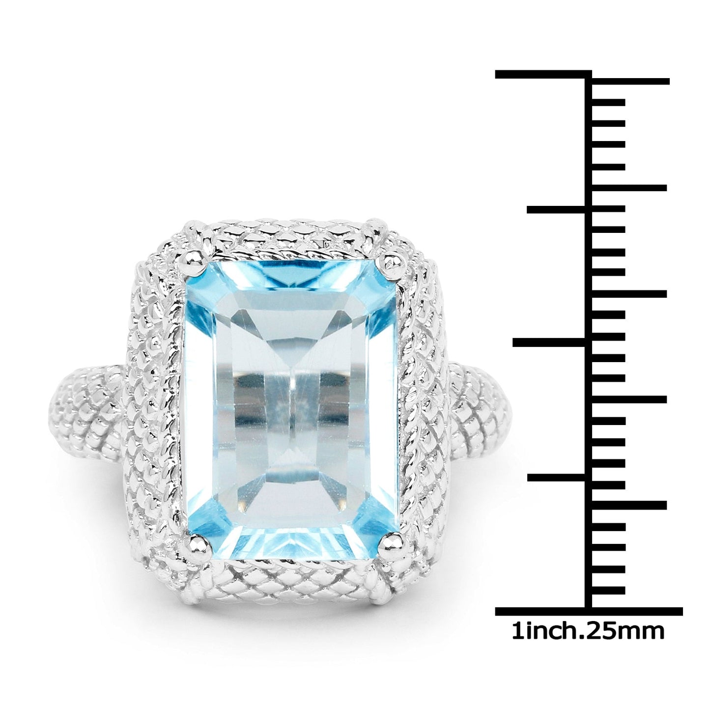 9.25 Carat Genuine Blue Topaz Sterling Silver Ring