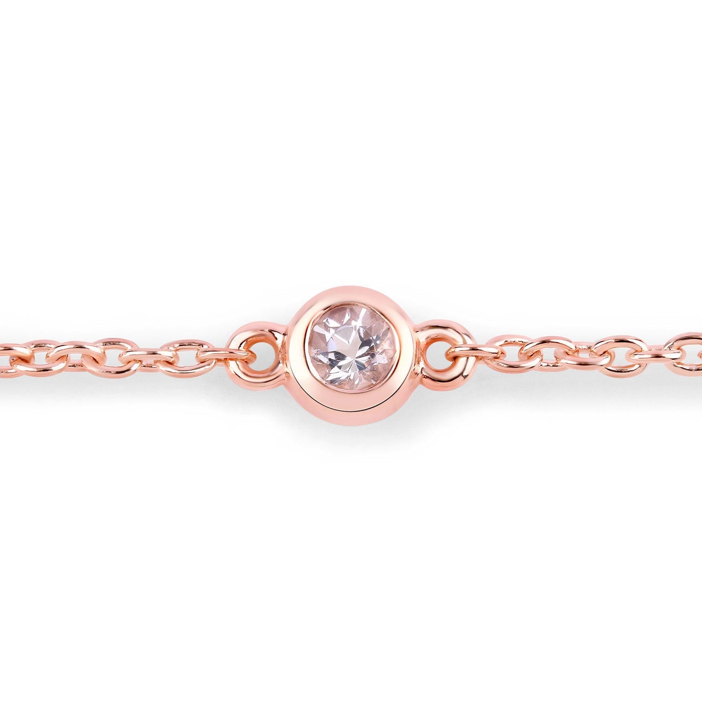 Pulsera de plata esterlina con morganita genuina de 0.45 quilates