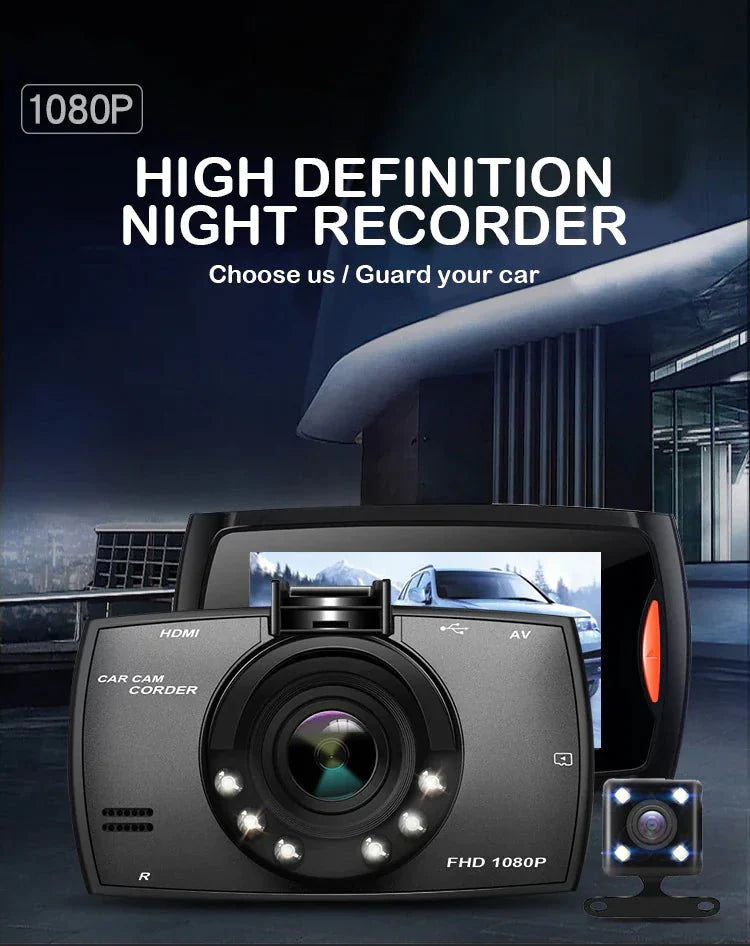 Cámara de tablero Full HD 1080P de 2.7'' con visión nocturna y sensor G