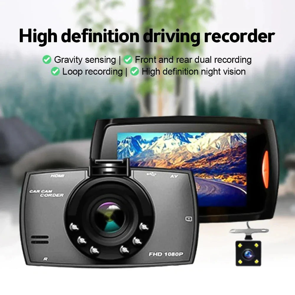 Cámara de tablero Full HD 1080P de 2.7'' con visión nocturna y sensor G