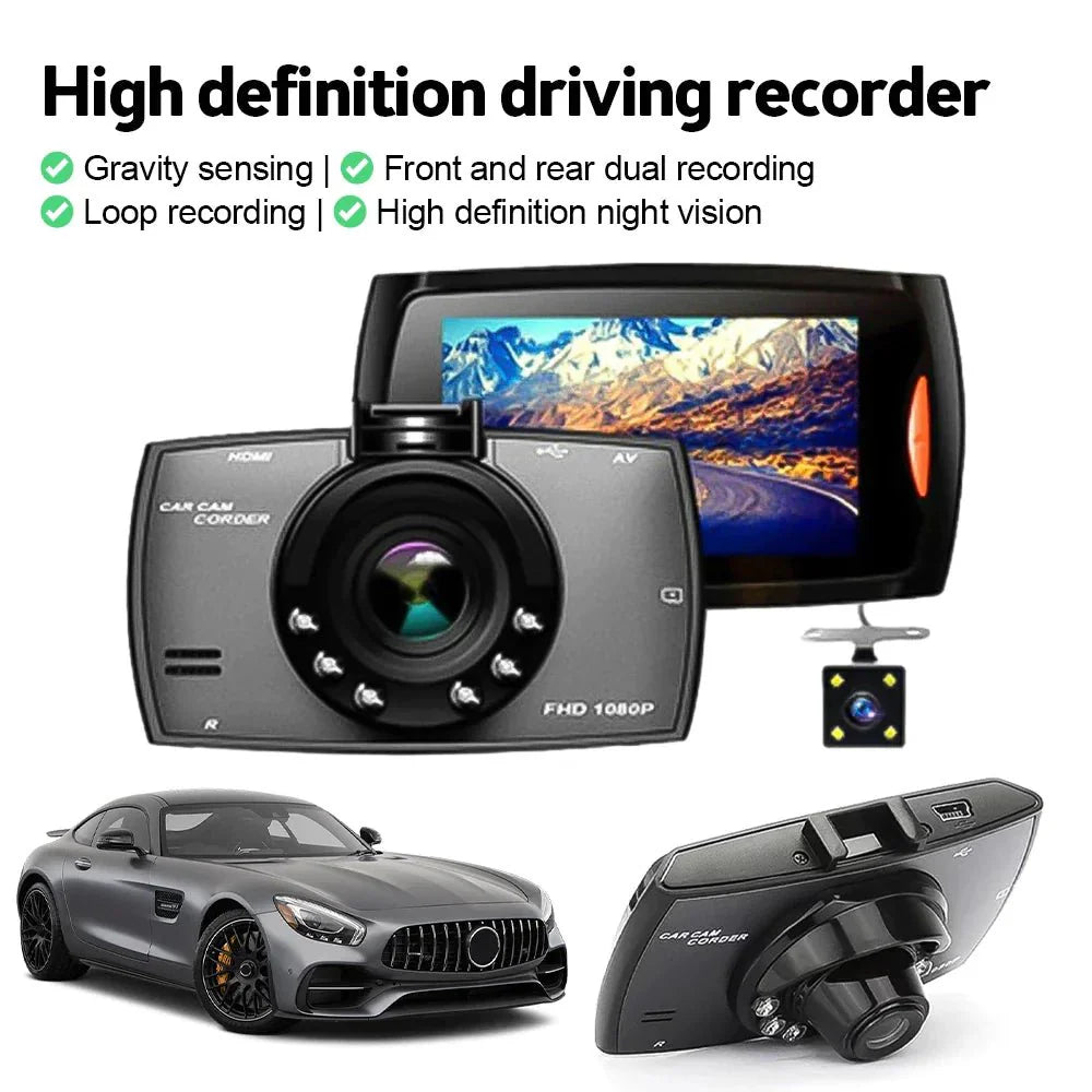 Cámara de tablero Full HD 1080P de 2.7'' con visión nocturna y sensor G