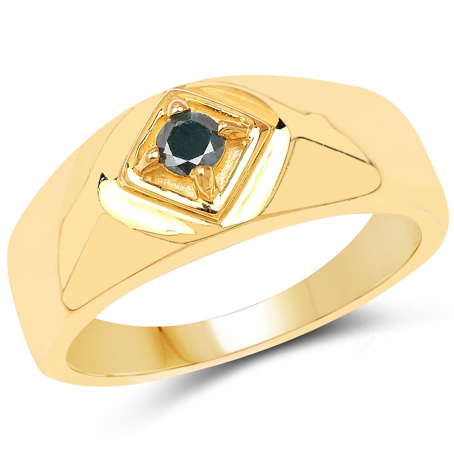0.12 Carat Genuine Blue Diamond Sterling Silver Engagement Ring