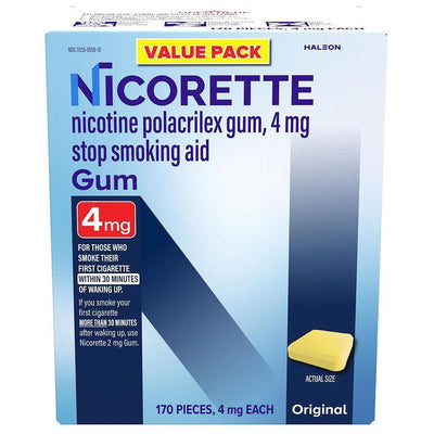 Nicorette 4mg Original Stop Smoking Aid Gum - 170ct