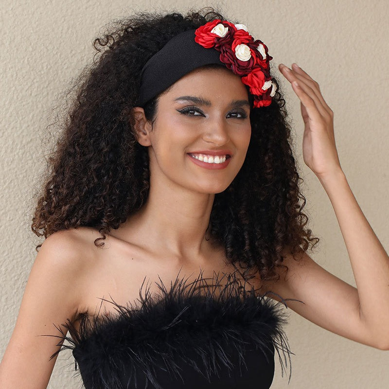 Handmade fabric side three-dimensional flower headband - Korvel