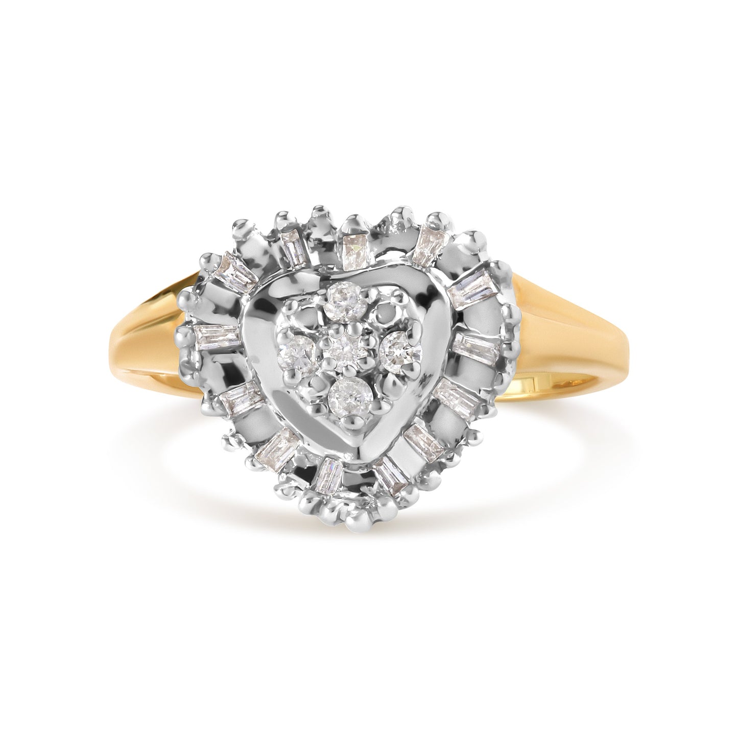 Anillo Ballerina en Forma de Corazón de Oro Amarillo de 10K con Diamantes - Talla 7