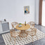 Outdoor dining set of 5 simple bamboo dinning table  PE ratten round table 110CM plastic wood top - Korvel
