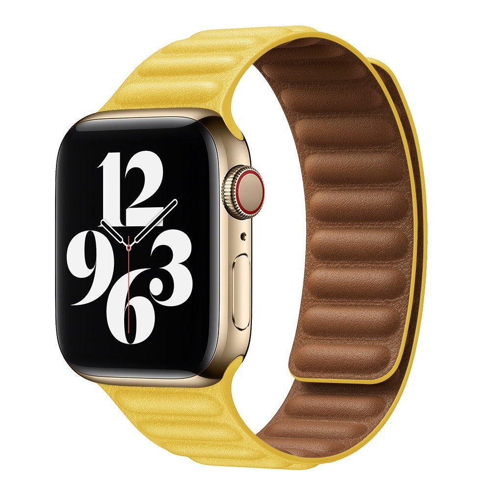 Suitable For iwatch8 Watchband S7 SE 6/5/43 Magnetic Suction New Leather Loopback Chain Apple Watch Wristband - Korvel