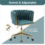Accent Chair Makeup Chair with Hand Woven Backrest, Modern 360° Swivel Home Office Desk Chair for Study (GREEN) - Korvel