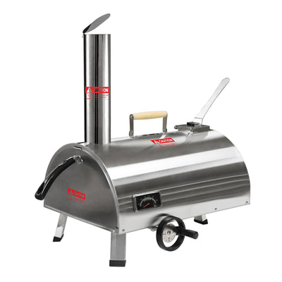 Silver Pizza Oven Outdoor 12" Semi-Automatic Rotatable Pizza Ovens Portable Stainless Steel - Korvel