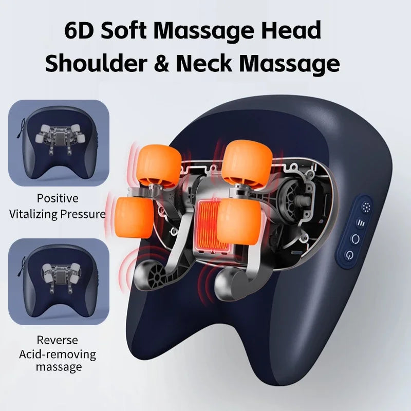 Neck Shoulder Massage Pillow Wireless Electric Car And Home Massager Heating Waist Neck Leg Cervical Shiatsu Kneading Massagers - Korvel