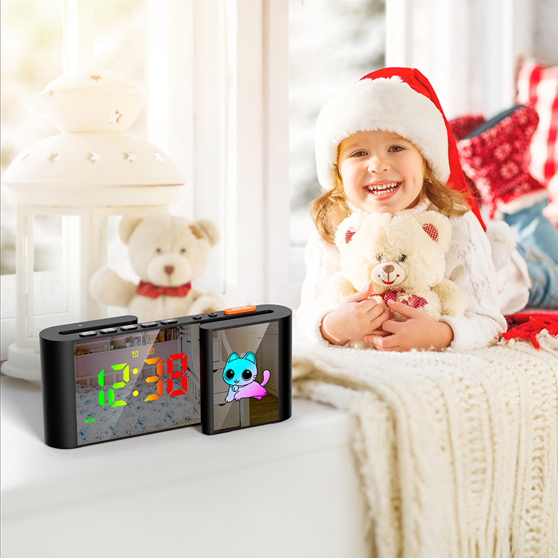 Creative S-shaped Dual-Screen RGB Alarm Clock with Night Light