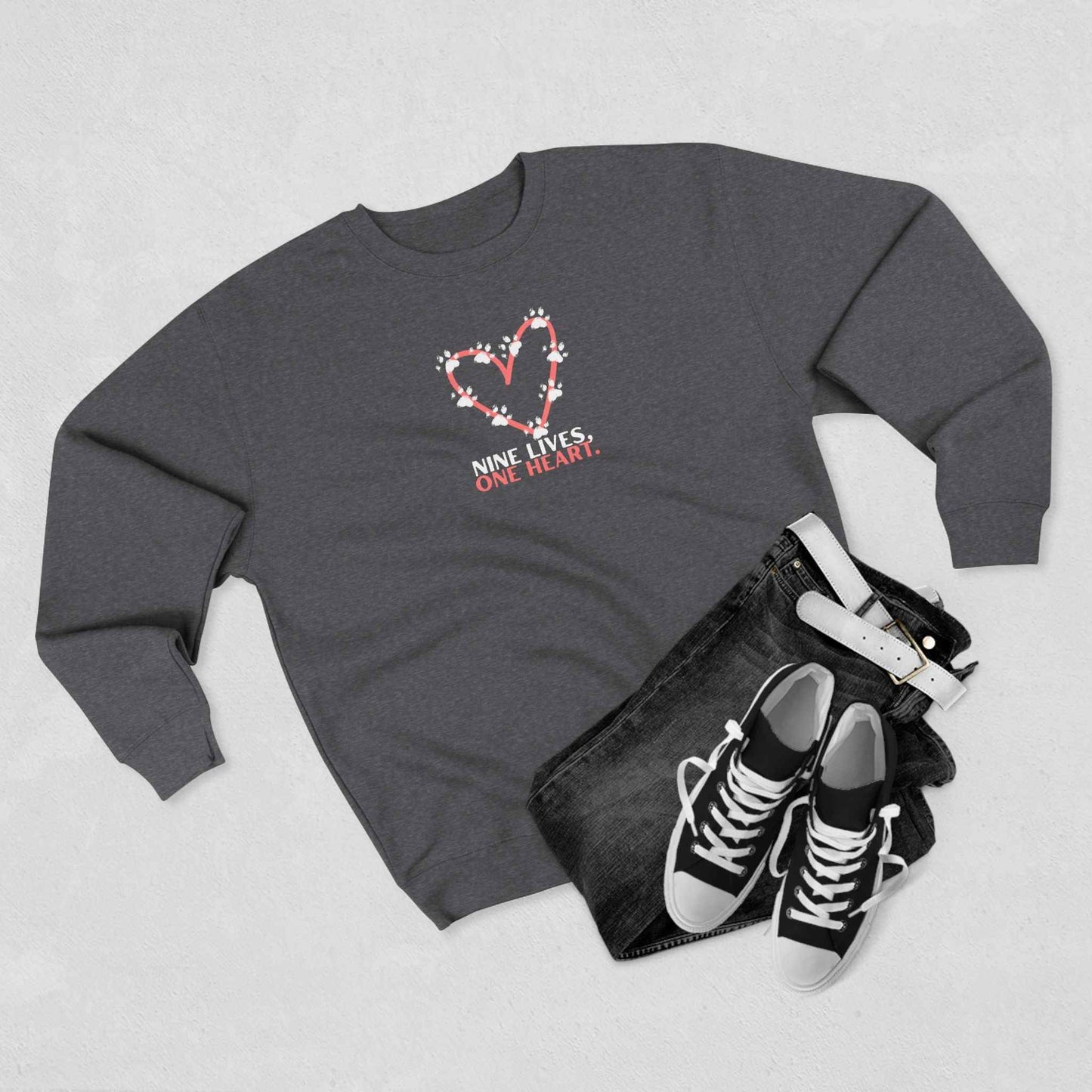 Nine Lives, One Heart Cat Lover Sweatshirt