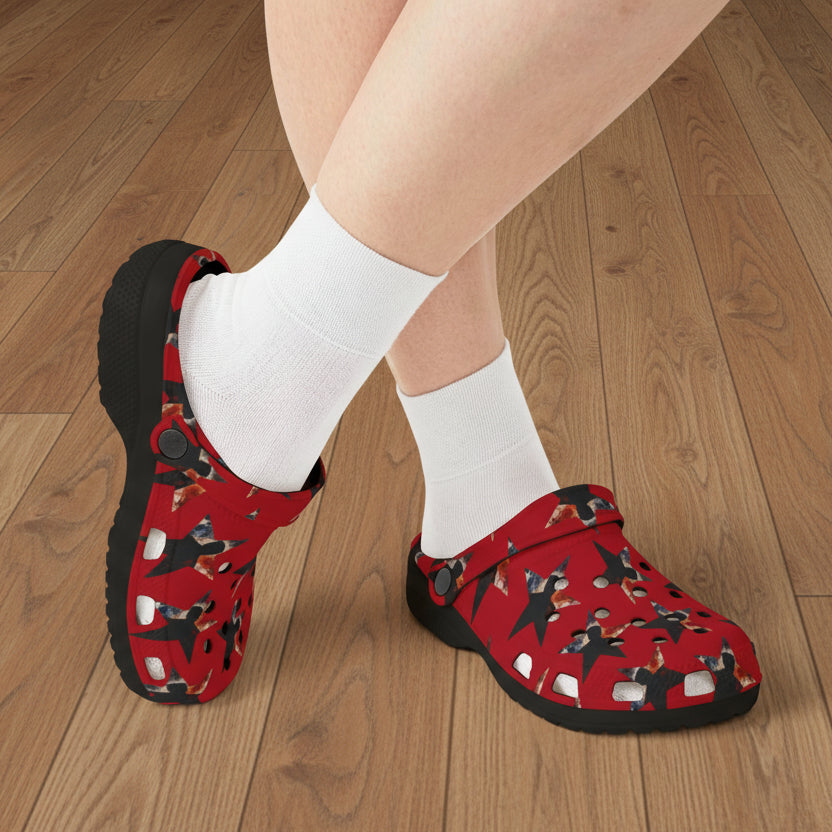 Red Presidential Silhouette Star EVA Clogs – Lightweight Slip-Ons