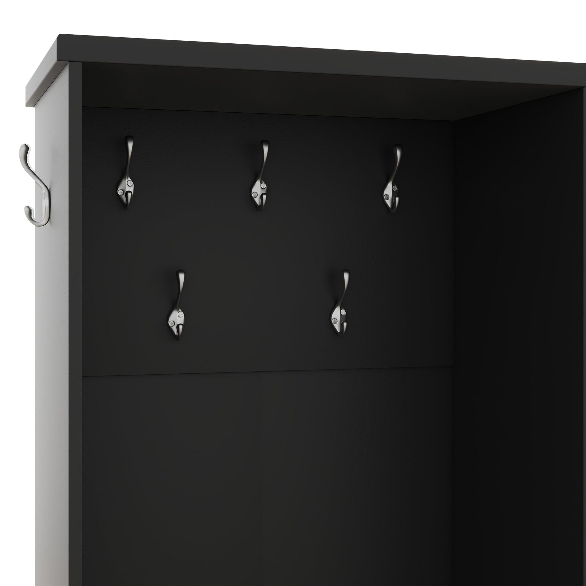 Multi-functional Hall Tree with Storage Shelves Drawers and Cabinet, Elegant Hallway Shoe Cabinet with Bench Modern Black - Korvel