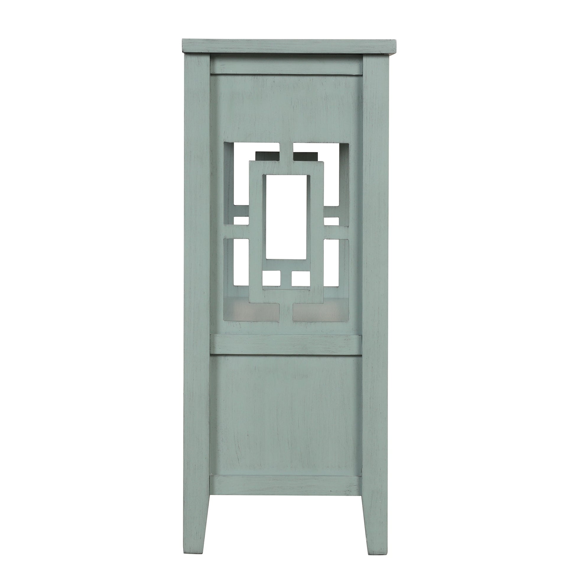 36'' Farmhouse Pine Wood Console Table Entry Sofa Table with 4 Drawers & 1 Storage Shelf (Retro Blue) - Korvel