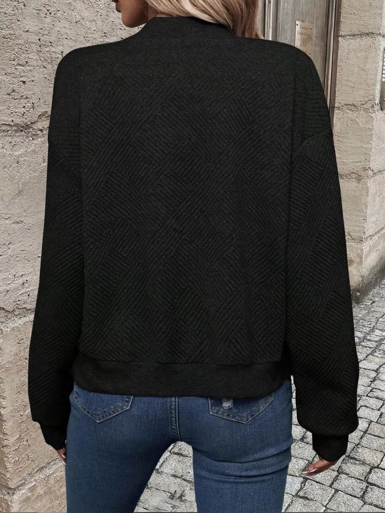 Veste Bomber à Fermeture Éclair Texturée