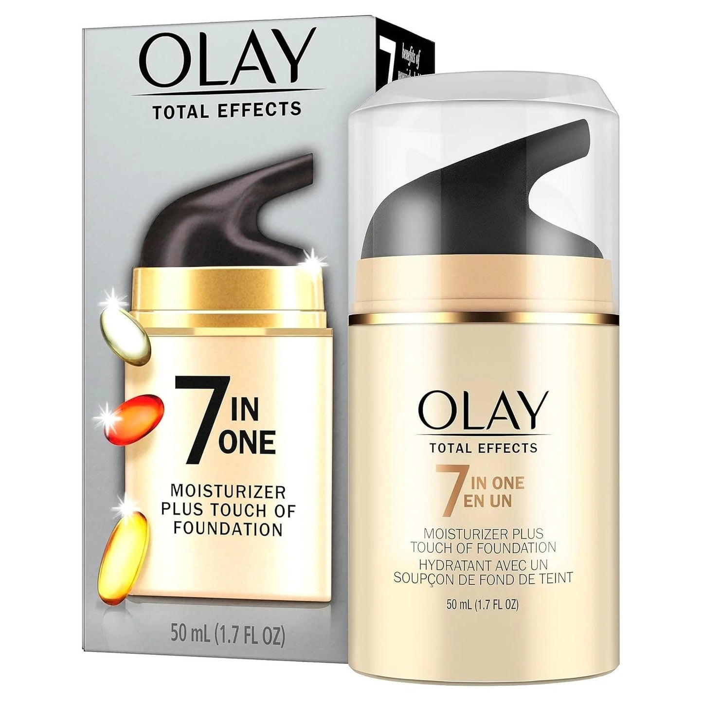 Olay Total Effects Hidratante con Toque de Base, 1.7 Fl Oz