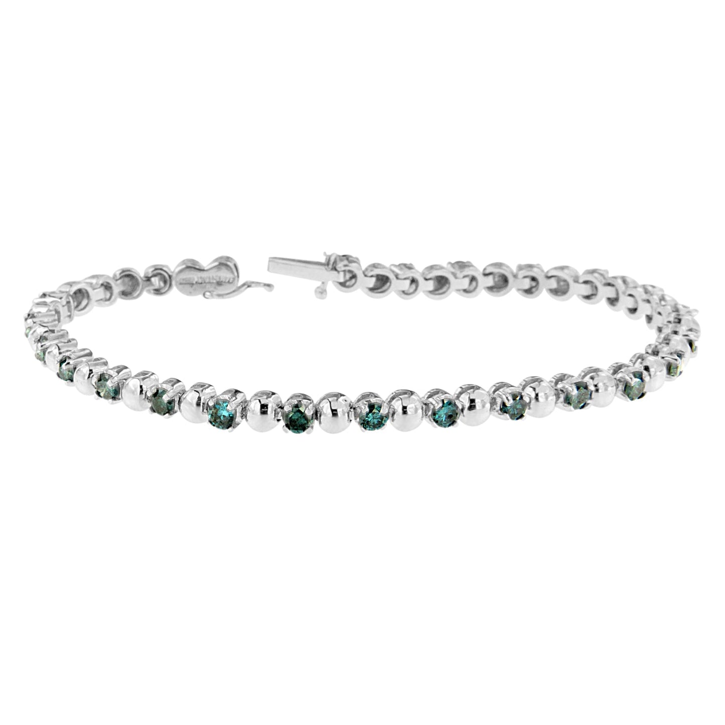 Bracelet en diamants bleus taille ronde en or blanc 14K
