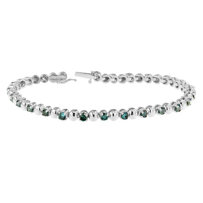 Bracelet en diamants bleus taille ronde en or blanc 14K