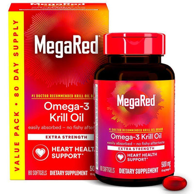 MegaRed Extra Strength Omega-3 Krill Oil 500mg - 80 Softgels