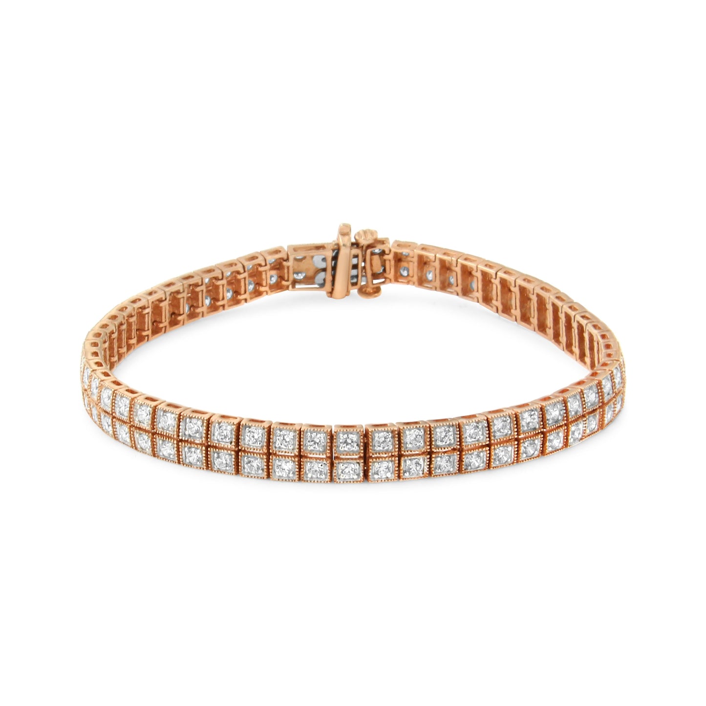 Pulsera de Tenis de Dos Filas con Diamantes Crecidos en Laboratorio de Oro Rosa de 14K