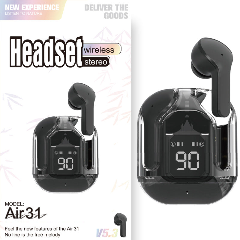 Mini Transparent Wireless Bluetooth Headset with Digital Display