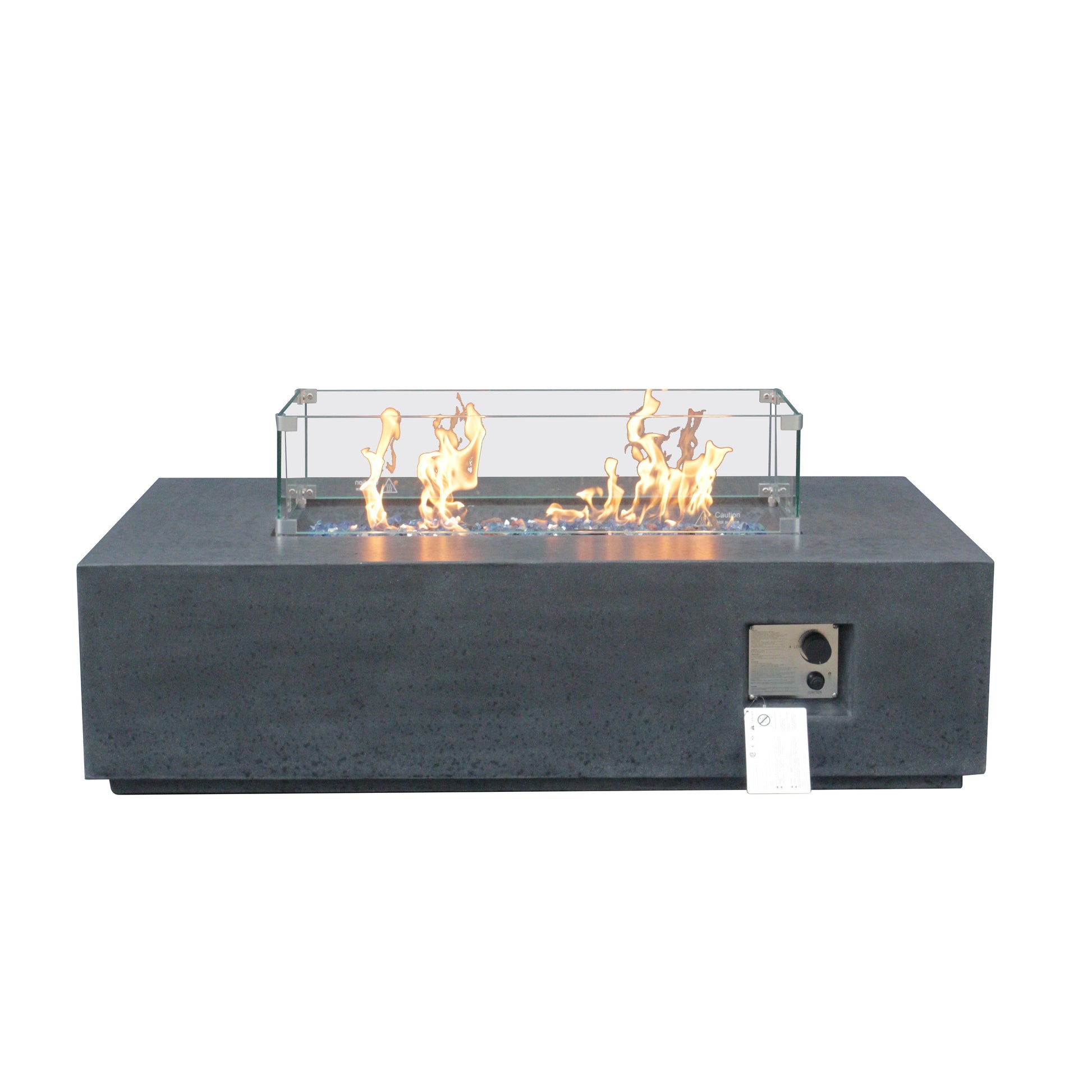 52 Inch Outdoor Concrete Propane gas rectangle Fire Pit table in Dark Gray color - Korvel
