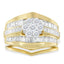 Ensemble de Bagues de Fiançailles en Or Jaune 14K avec Diamants en Cluster en Forme de Chevron - Tai
