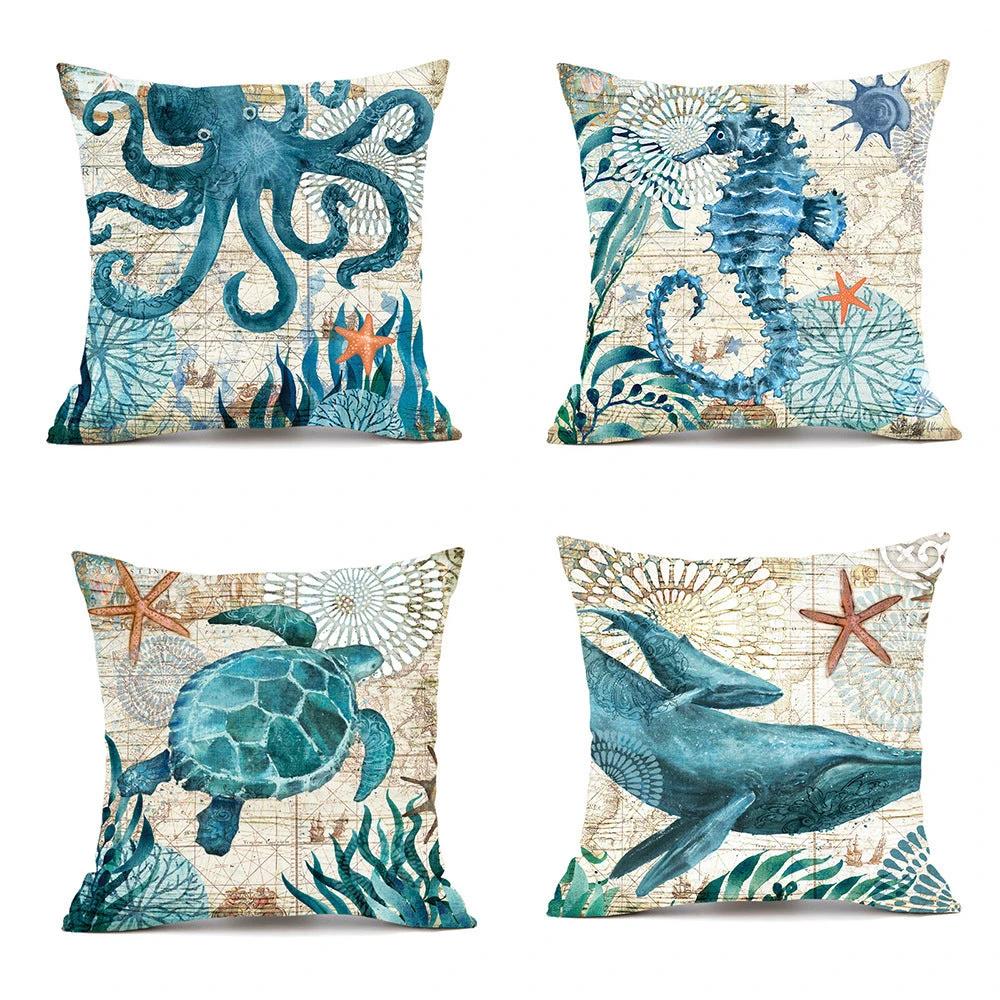 Housses de coussin imprimées Tortue de mer Mandotos pour une décoration intérieure élégante