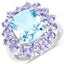Anillo de plata esterlina con topacio azul y tanzanita de 11.22 quilates