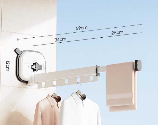 Multifunctional Retractable Fold Away Clothes Drying Hanger Space-Saving Bathrooms Usage - Korvel