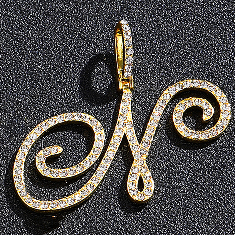 Hip Hop Grass Letter Pendant with Cuban Chain