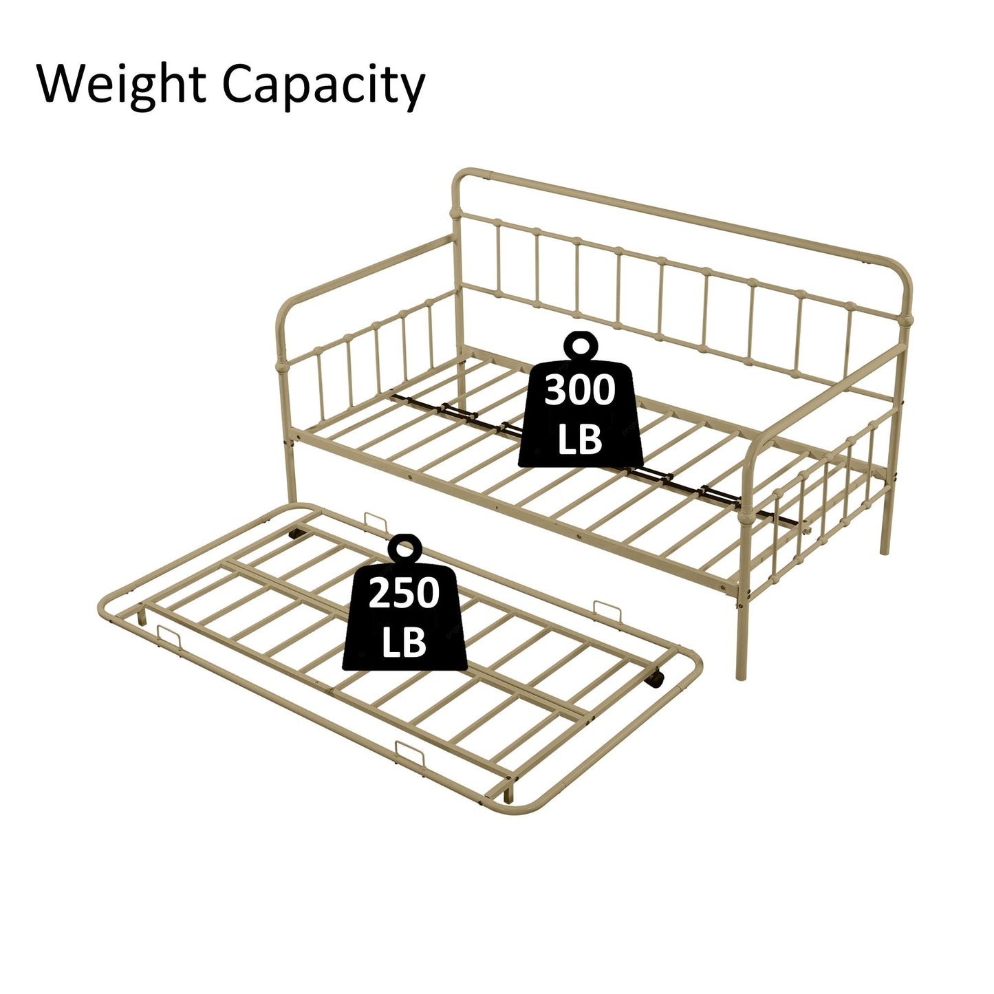 Elegant Bronze Metal Frame Daybed with Trundle