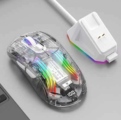 Luminous wireless Bluetooth the third mock examination transparent game mouse with screen charger - Korvel