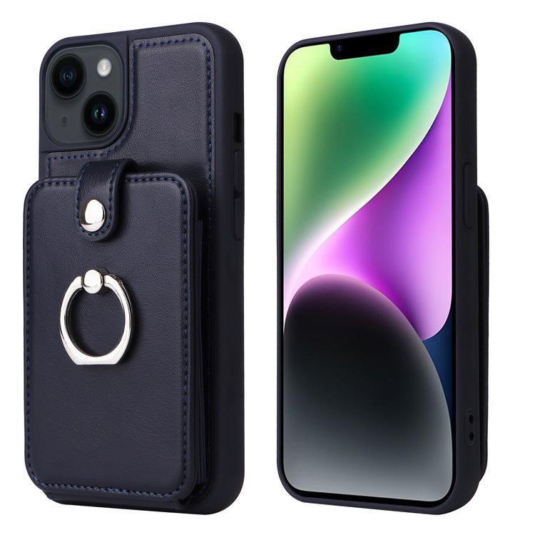 Suitable for iPhone 14 wallet phone case  Apple 13 Promax flip cover protective case accordion card insertion phone leather case - Korvel