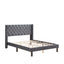 Velvet Button Tufted-Upholstered Bed with Wings Design - Strong Wood Slat Support - Easy Assembly - Gray Queen platform bed - Korvel
