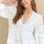 Robe Babydoll à Col V en Dentelle Détail et Œillets à Volants