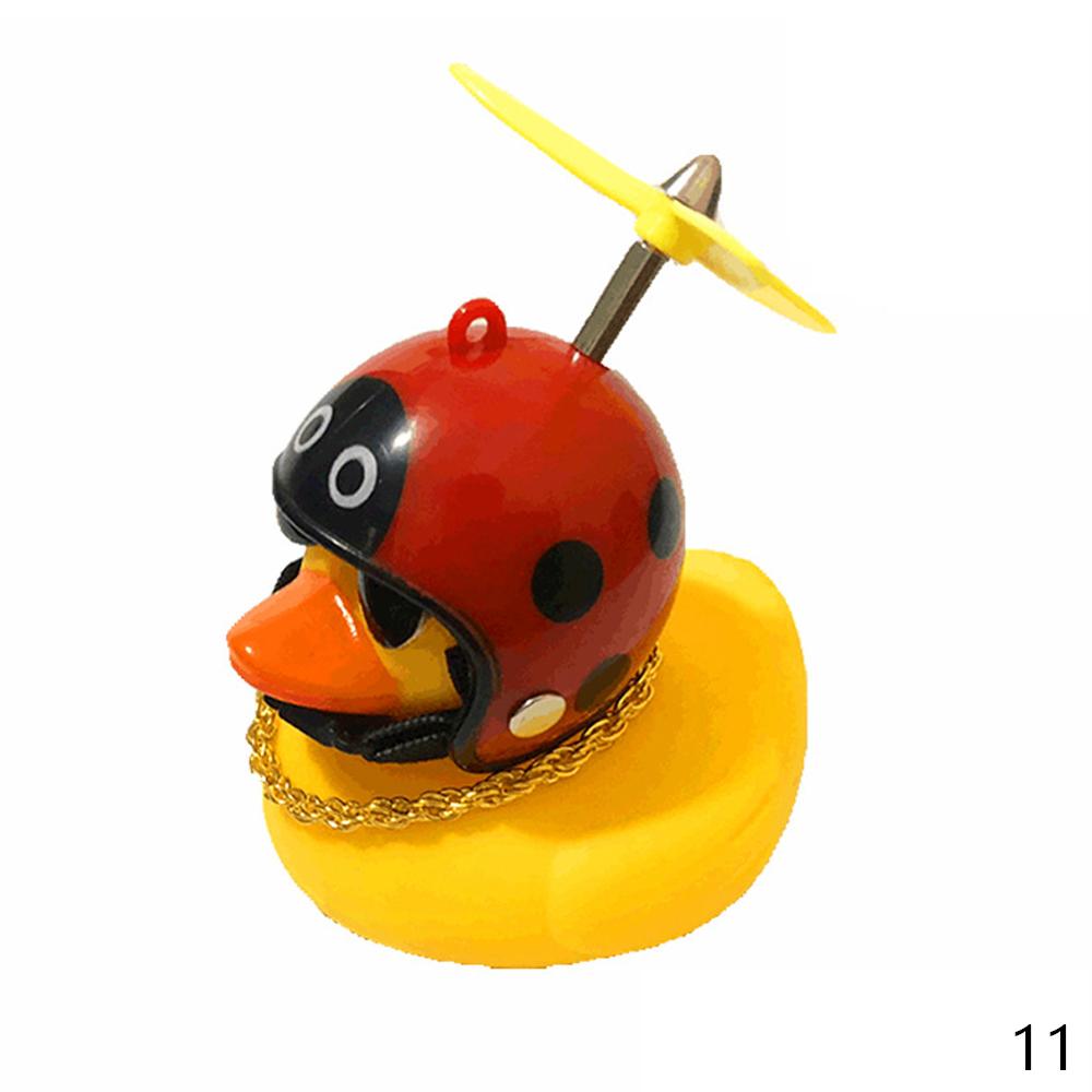Car Duck with Helmet Broken Wind Small Yellow Duck Road Bike Motor Helmet Riding Cycling Car Accessories Decor Without Lights - Korvel