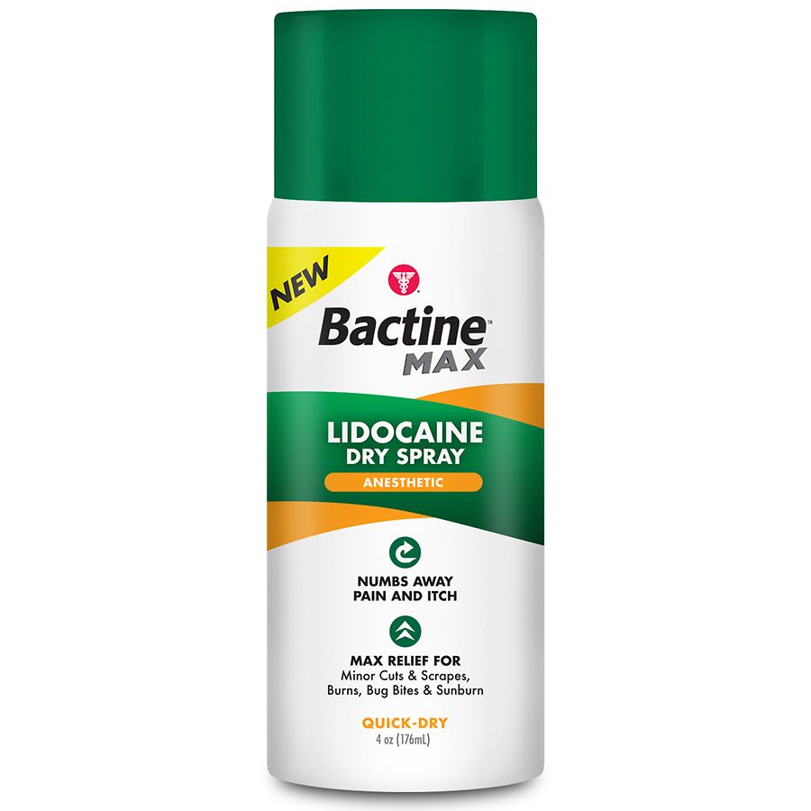 Bactine Max Spray Seco para Alivio del Dolor con Lidocaína, 4 Oz