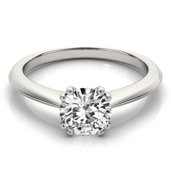 Bague de fiançailles en diamant solitaire en or blanc 14 carats avec double griffes