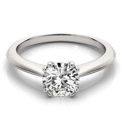 14k White Gold Double Prong Set Solitaire Diamond Engagement Ring