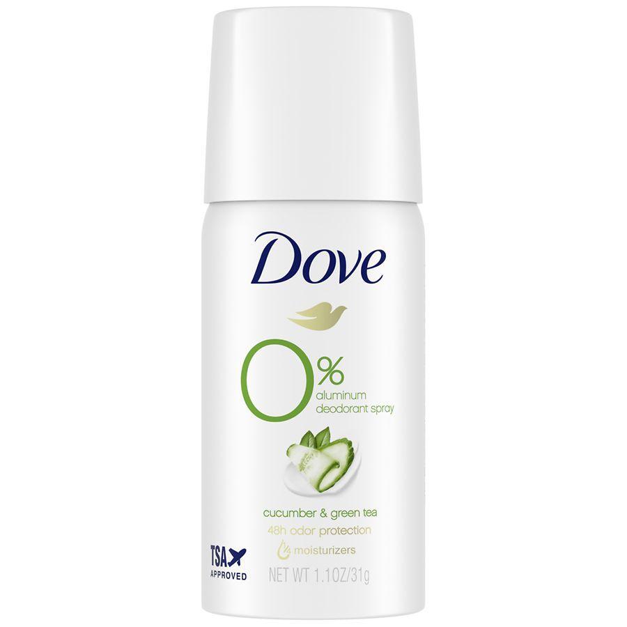 Dove 0% Aluminum Deodorant Spray - Cucumber & Green Tea, Travel Size
