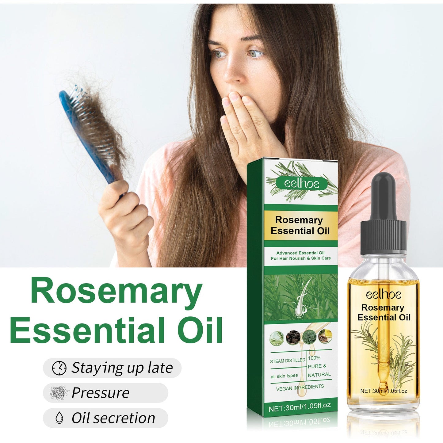 Huile essentielle de romarin pour nourrir et lisser les cheveux