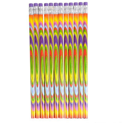 7.5" Tie-Dye Psychedelic Pencils - 12 Pack