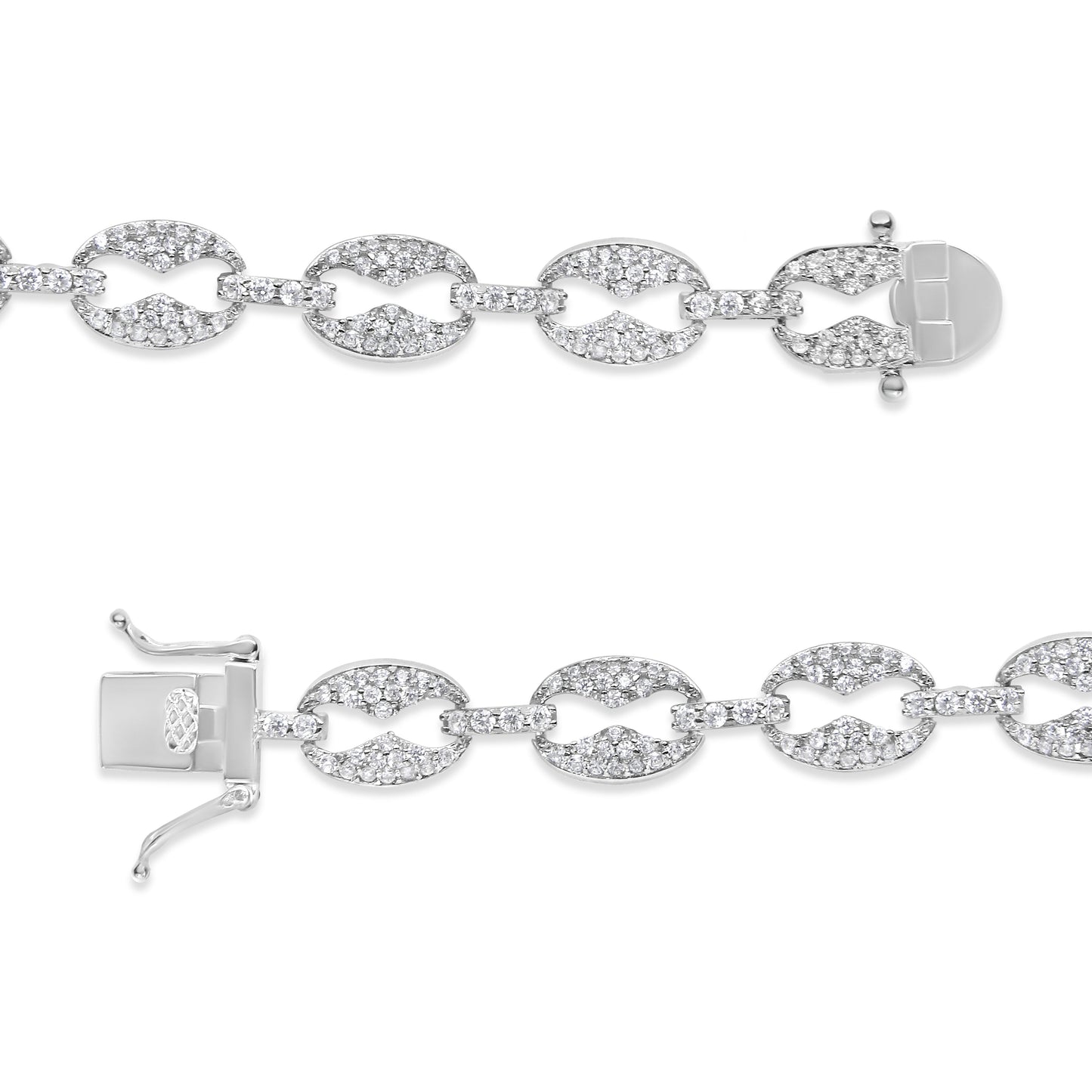Pulsera de eslabones de diamantes de oro blanco de 14K - 1.5 Cttw, 7"