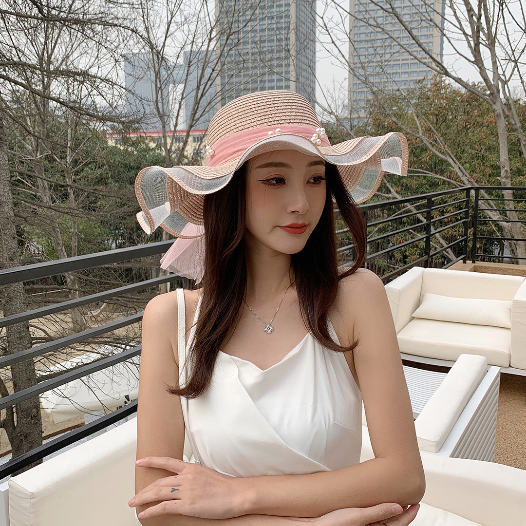 Elegant Big Brim Bow Ribbon Beach Hat for Summer