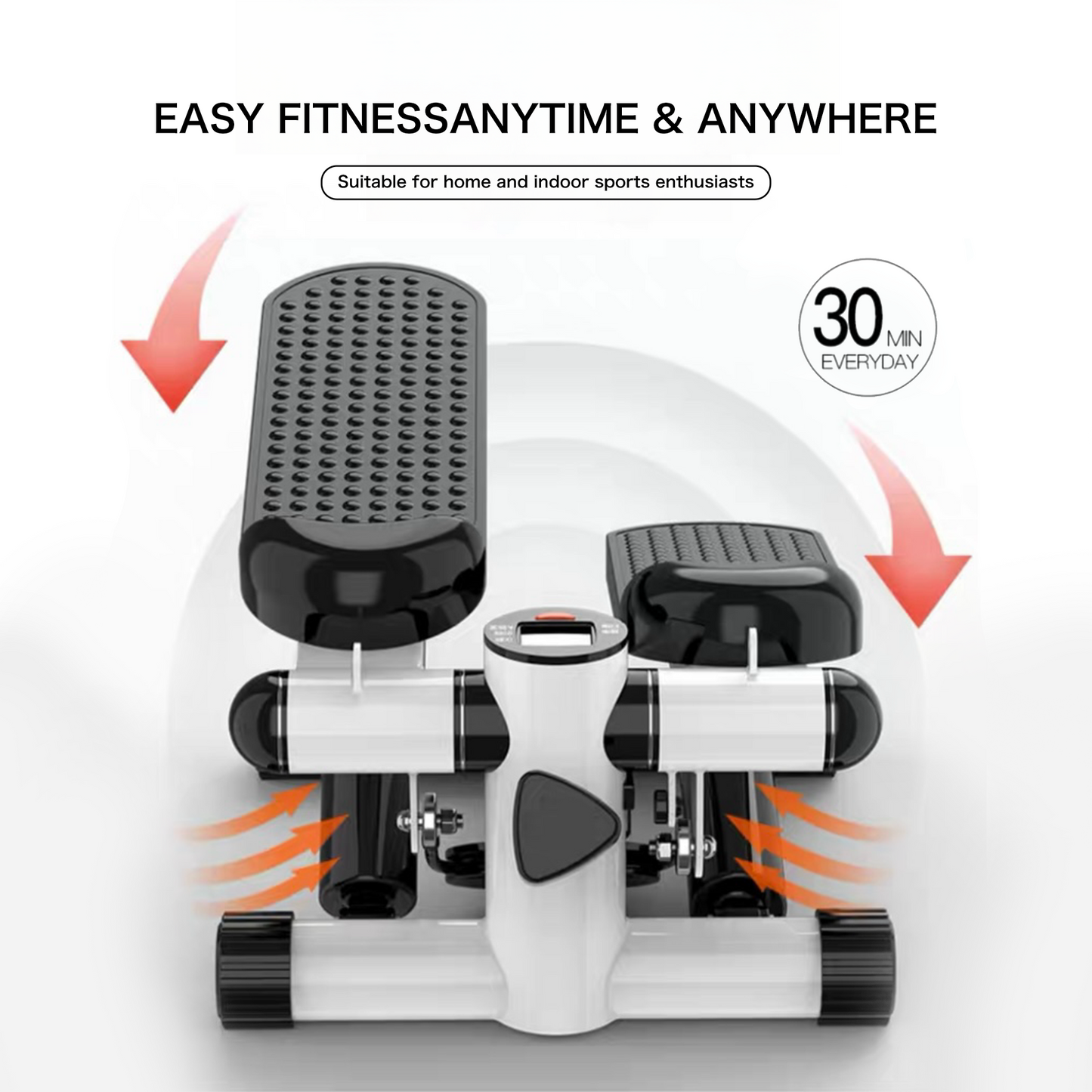 Mini Stepper for Exercise - 300 LBS Loading Capacity, Hydraulic Fitness Stepper with LCD Monitor - Korvel