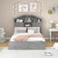 Full Size Wood Platform Bed with Storage Headboard - Gray
